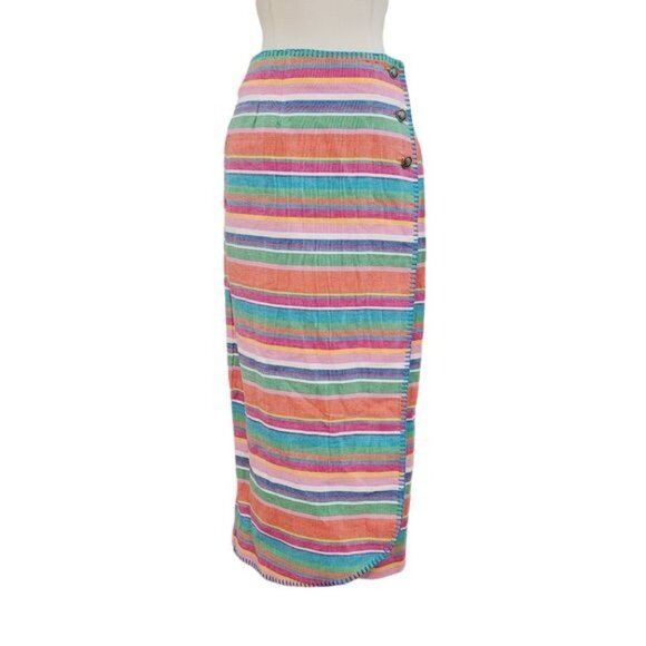 Vintage 80's hippie boho ranch Southwestern ethnic wrap skirt 8 - Picture 5 of 7